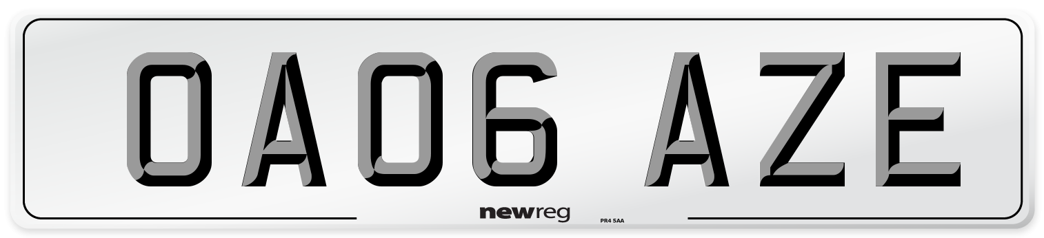 OA06 AZE Number Plate from New Reg